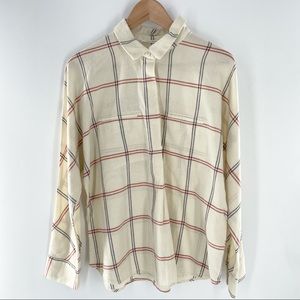 Ellison plaid tunic top, size medium Cream/red